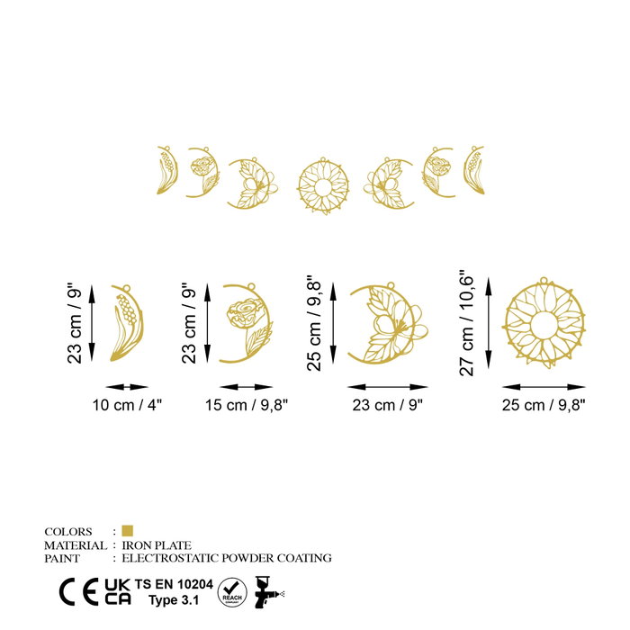 Wallity Simbolo-3 Accesorio Decorativo de Pared de Metal Dorado